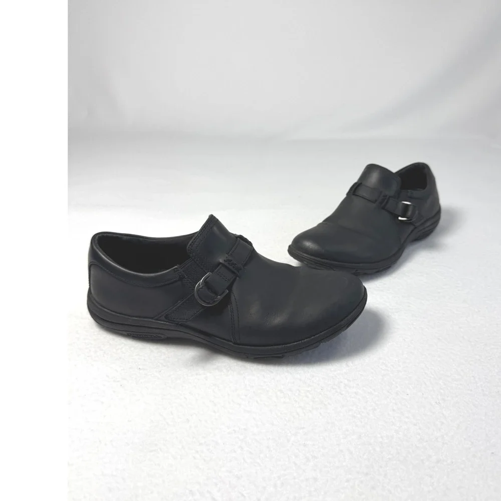 Comfort Merrell Womens 8.5 Loafers Black Leather Monk Strap Shoes J31330 Slip On